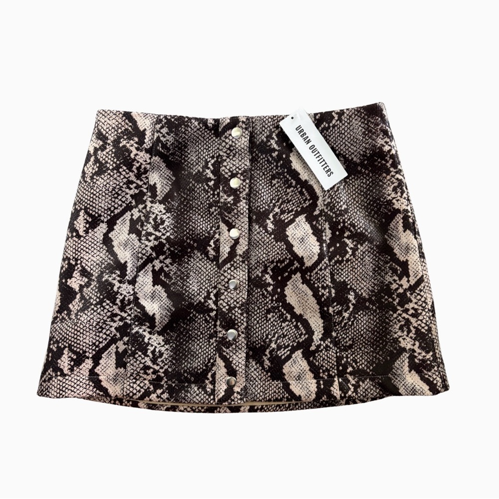 Urban Outfitters Black and Cream Snake Print Mini Skirt
